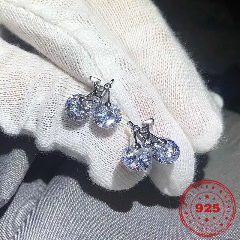 Cumpara S925 Argint Culoare Cercel pentru Reale Natural Diamond Piatră prețioasă Bizuteria Argint Masiv 925 de Bijuterii de Nunta Cercei < Cercei \ Sparkauf.ro